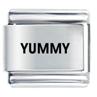 Italian Charms - word yummy laser italian charm Image.