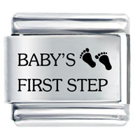 Italian Charms - baby's first steps laser italian charm Image.