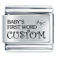L_P0849: babys first word custom laser italian charm Image.