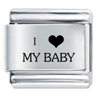Italian Charms - laser i heart my baby italian charm Image.