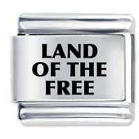 Italian Charms - phrase land of the free laser italian charm Image.