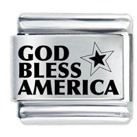 Italian Charms - laser god bless america italian charm Image.