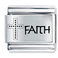 Italian Charms - laser faith and cross italian charm Image.