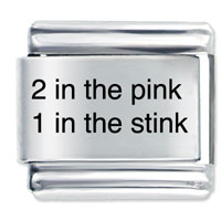 Italian Charms - 2 in the pink 1 in the stink laser italian charm Image.