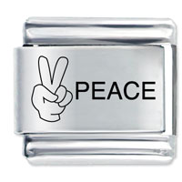 Italian Charms - peace hand sign laser italian charm Image.