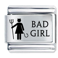 Italian Charms - laser bad girl italian charm Image.