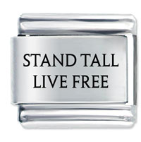 Italian Charms - stand tall live free laser italian charm Image.