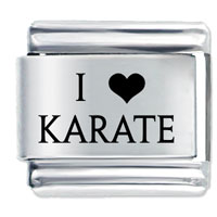 Italian Charms - laser i heart karate italian charm Image.
