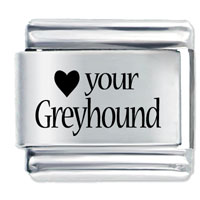 Italian Charms - heart your greyhound laser italian charm Image.