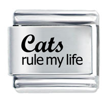 Italian Charms - cats rule my life laser italian charm Image.