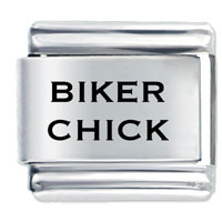 Italian Charms - motorcycle biker chick laser italian charm Image.