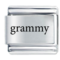Italian Charms - grammy black text laser italian charm Image.