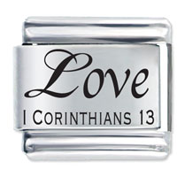 Italian Charms - corinthians 13 love laser italian charm Image.
