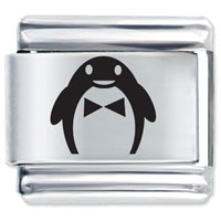 Italian Charms - bow tie penguin laser italian charm Image.