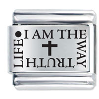 Italian Charms - i am the way cross laser italian charm Image.