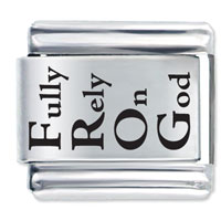 Italian Charms - fully rely on god laser italian charm Image.