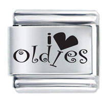 Italian Charms - i heart oldies laser italian charm Image.