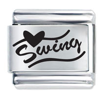 Italian Charms - heart swing laser italian charm Image.