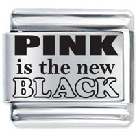 Italian Charms - pink is the new black laser italian charm Image.