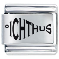 Italian Charms - ichthus fish letters laser italian charm Image.