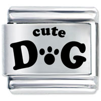 Italian Charms - cute dog laser italian charm Image.