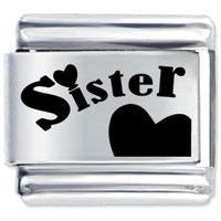 L_P1279: heart sister letter laser italian charm Image.