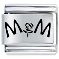 Italian Charms - mom flower laser italian charm Image.