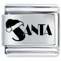 Italian Charms - santa name with hat laser italian charm Image.
