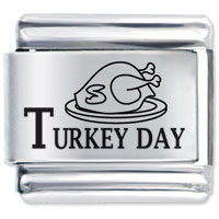 Italian Charms - thanksgiving turkey laser italian charm Image.