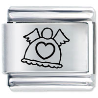 Italian Charms - heart in angel laser italian charm Image.