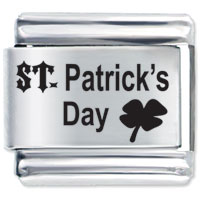 Italian Charms - st patrick clover laser italian charm Image.