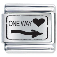 Italian Charms - one way heart laser italian charm Image.
