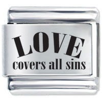Italian Charms - love covers all sins laser italian charm Image.
