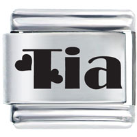 Italian Charms - aunt tia heart laser italian charm Image.