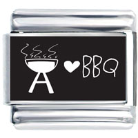 Italian Charms - love barbeque grill laser italian charm Image.
