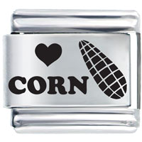 Italian Charms - heart corn laser italian charm Image.