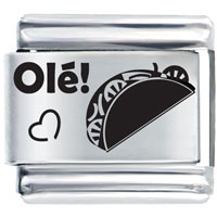 Italian Charms - heart tacos laser italian charm Image.