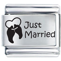 Italian Charms - laser just married italian charm Image.