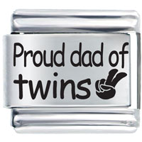 Italian Charms - proud dad of twins laser italian charm Image.