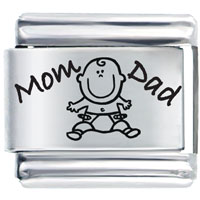 Italian Charms - adorable mom dad baby laser italian charm Image.