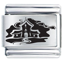 Italian Charms - haunted spooky house laser italian charm Image.