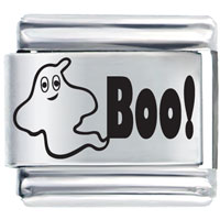 Italian Charms - white smiling ghost laser italian charm Image.