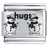 Italian Charms - snowman hugs laser italian charm Image.