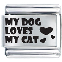 Italian Charms - laser my dog loves my cat italian charm Image.