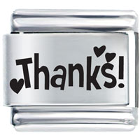 Italian Charms - heartfelt thanks laser italian charm Image.