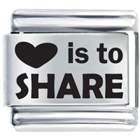 Italian Charms - laser love is to share italian charm Image.