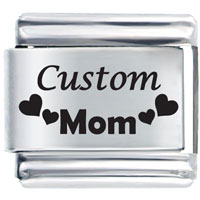 Italian Charms - custom mom hearts laser italian charm Image.