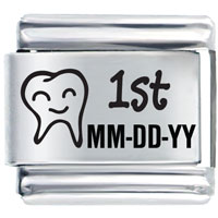 Italian Charms - 1st tooth pulled custom date laser italian charm Image.
