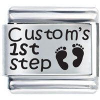 Italian Charms - baby's first step custom laser italian charm Image.