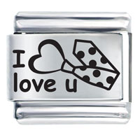 Italian Charms - i love you heart tie laser italian charm Image.